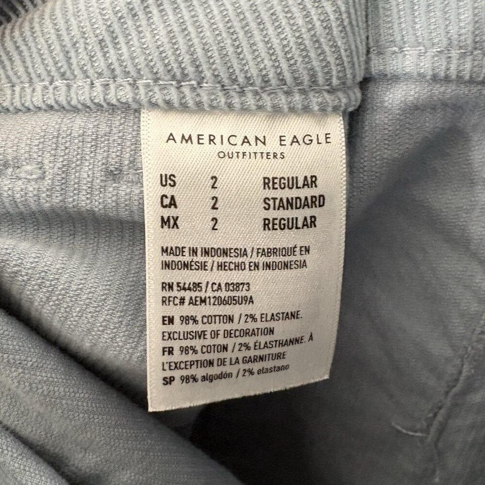 American Eagle Womn 2 Blue Corduroy Super Stretch Super Hi-Rise A-Line Skirt NWT - Picture 11 of 12